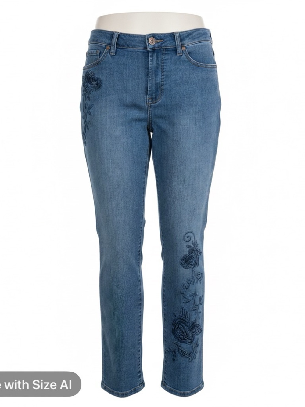 Tribal Jeans Vintage Denim with embroidered rose design